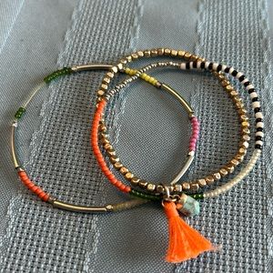 Keep Collective 3-Strand stretchy bracelet with charm & tassel